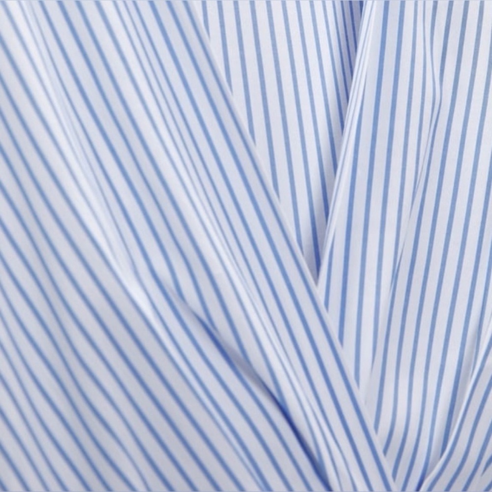 Zara NWOT Women’s Blue & White Vertical Striped Tiered Mini Dress, Size Large. - Picture 9 of 11